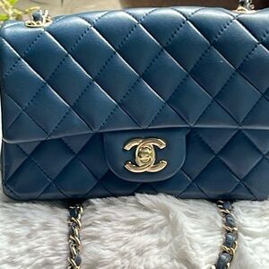 Chanel classic small beautiful Blue purse